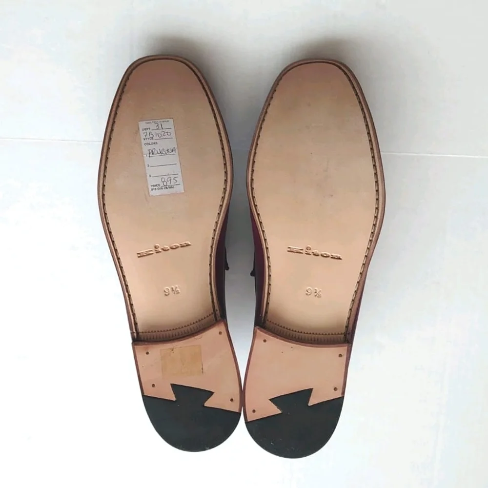 KITON Men's Calf Leather Slip on Loafers Shoes Burgundy size 9.5